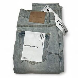 NWT! Purple Brand P001 Light Indigo Repair Distressed Skinny Jeans Size W32 L30